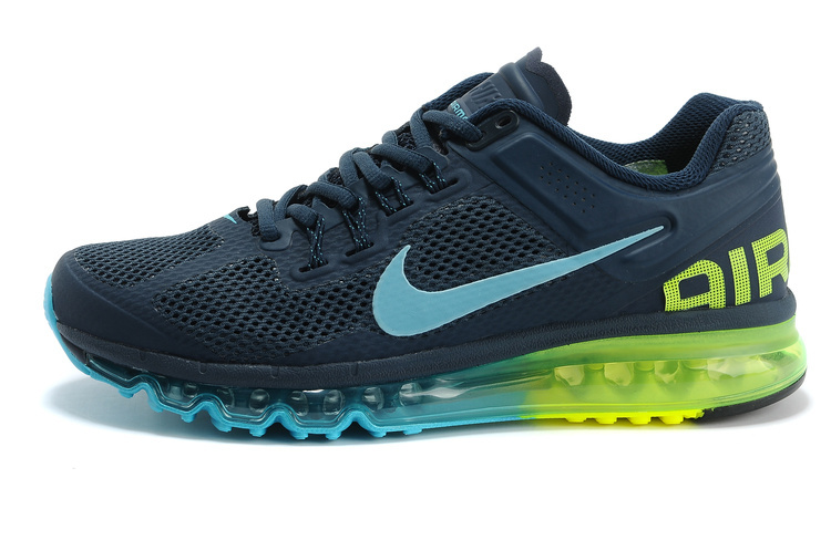 Nike Air Max 2013 Chaussures Hommes Bleu Foncé Vert Bleu (3)